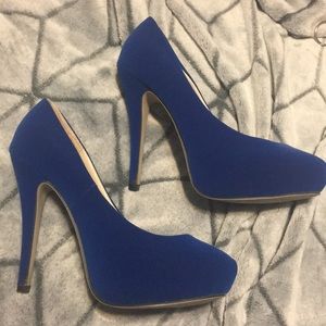 Cobalt blue suede heel